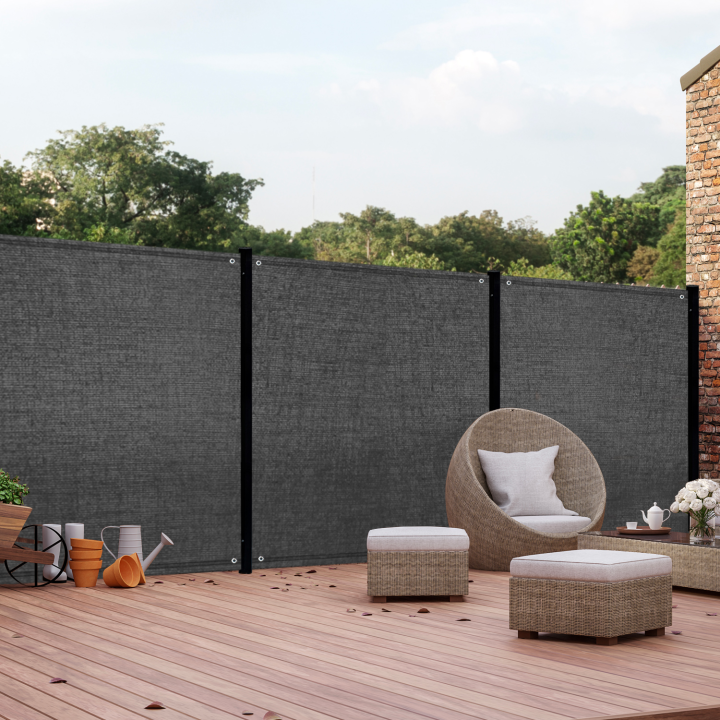 Pantalla de privacidad gris 1,8 m x 10 m blackout 400 g/m² premium | ID Market