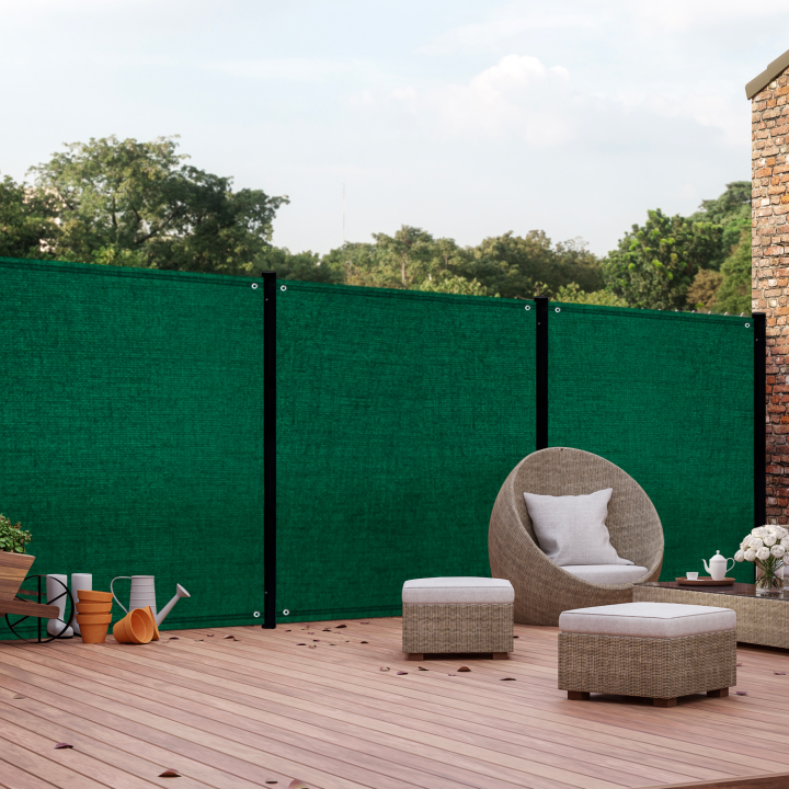 Pantalla de privacidad verde 1,2 m x 10 m blackout 400 g/m² premium | ID Market