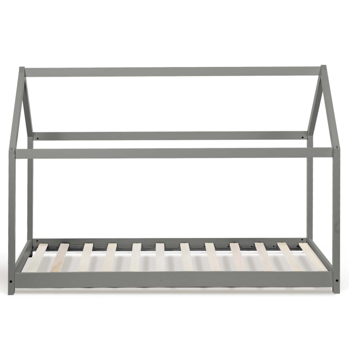 Lit cabane enfant 90 x 190 CM NEEL gris avec sommier