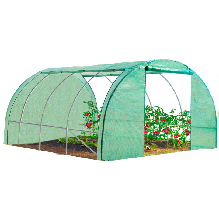 Serre tunnel de jardin 4 saisons 12 m² verte gamme maraichère ZEBRA 4x3M