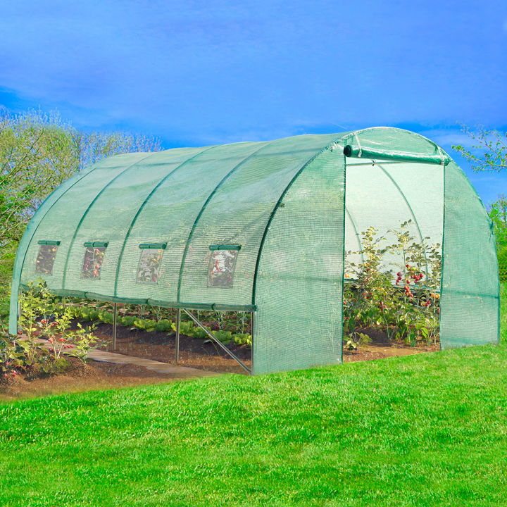 Serre tunnel de jardin 4 saisons 12 m² verte gamme maraichère ZEBRA 4x3M