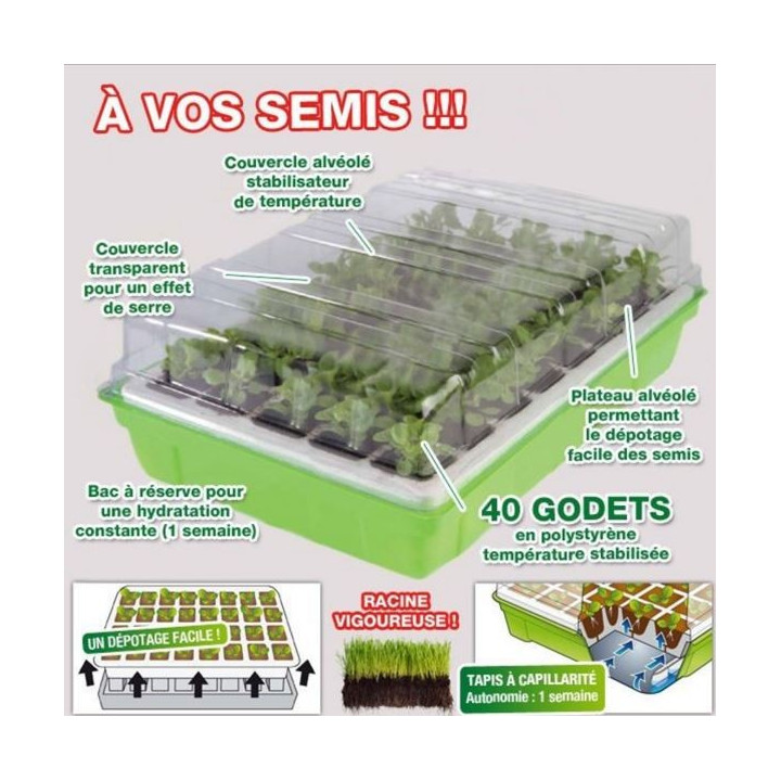 Kit de germination 40 godets lot x2 pour semis