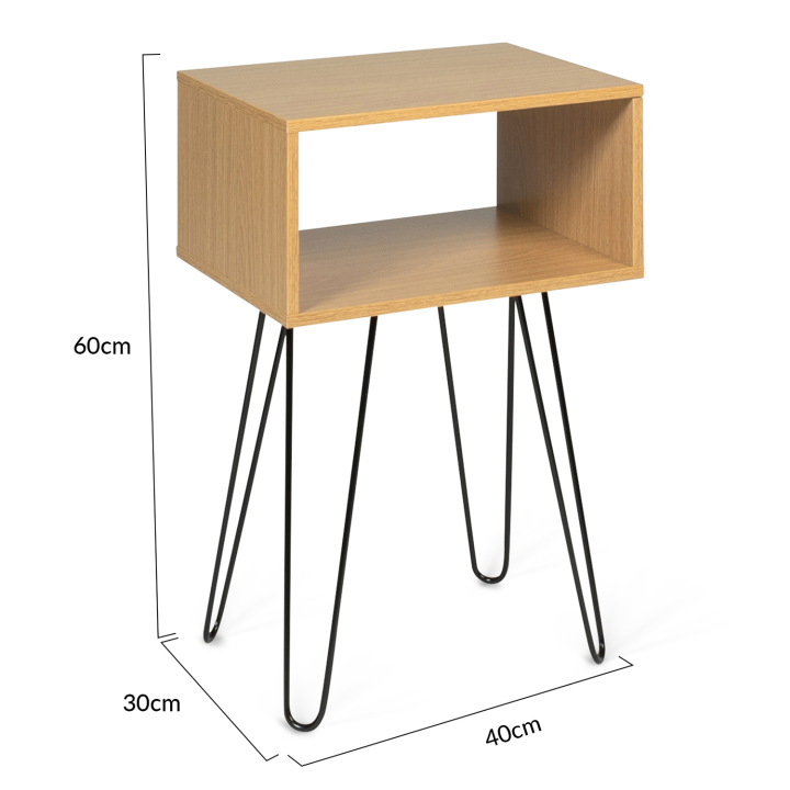 Lot de 2 tables de chevet NOEMI bois pied épingle