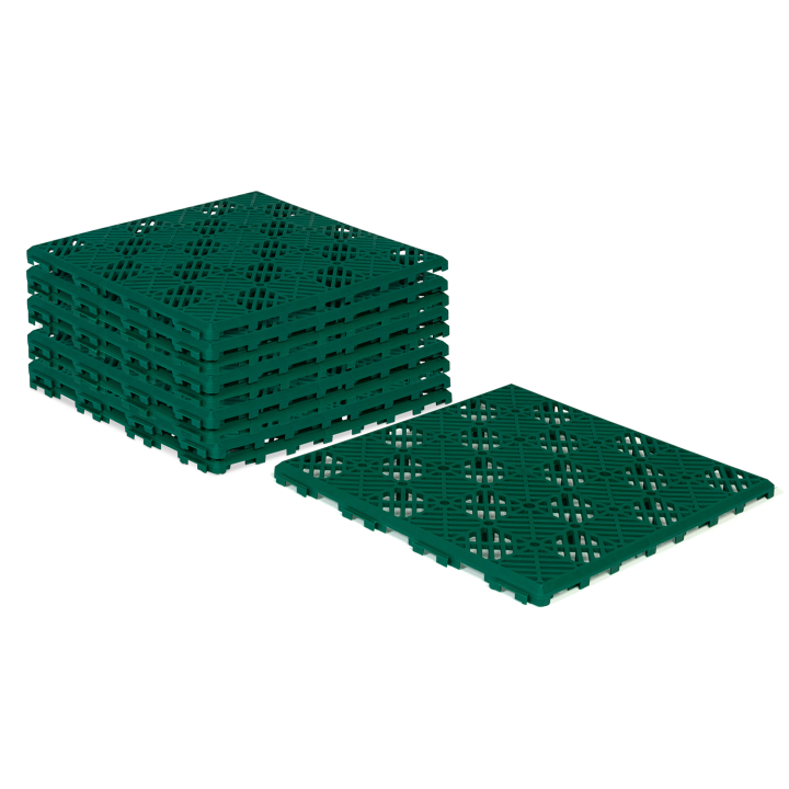 Lot de 10 dalles caillebotis de jardin vert 29.5x29.5 CM