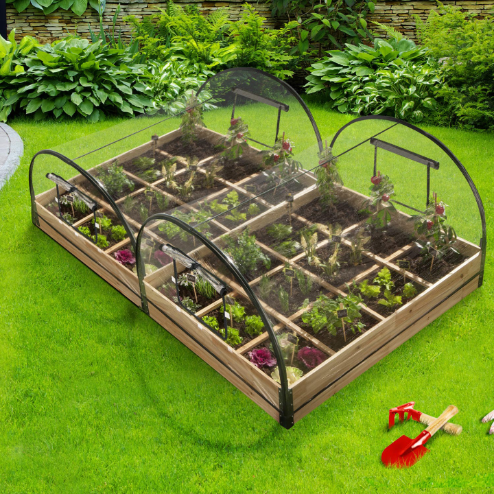 Lot de 2 carrés potager 1,15x0.80 m 12 compartiments + housses