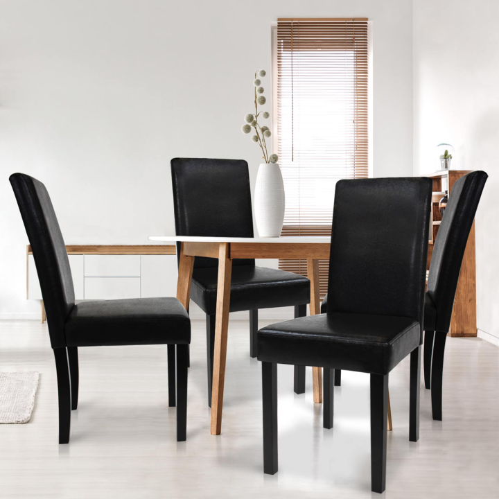 Lot de 4 chaises HANNAH noires pour salle à manger