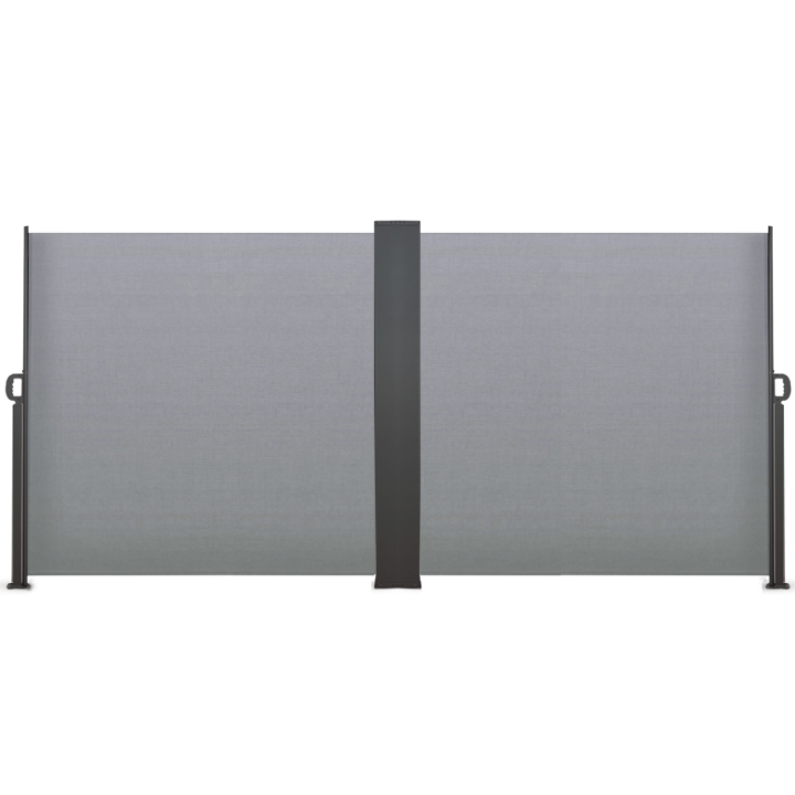 Paravent extérieur rétractable double 800 x 160 cm gris clair store latéral