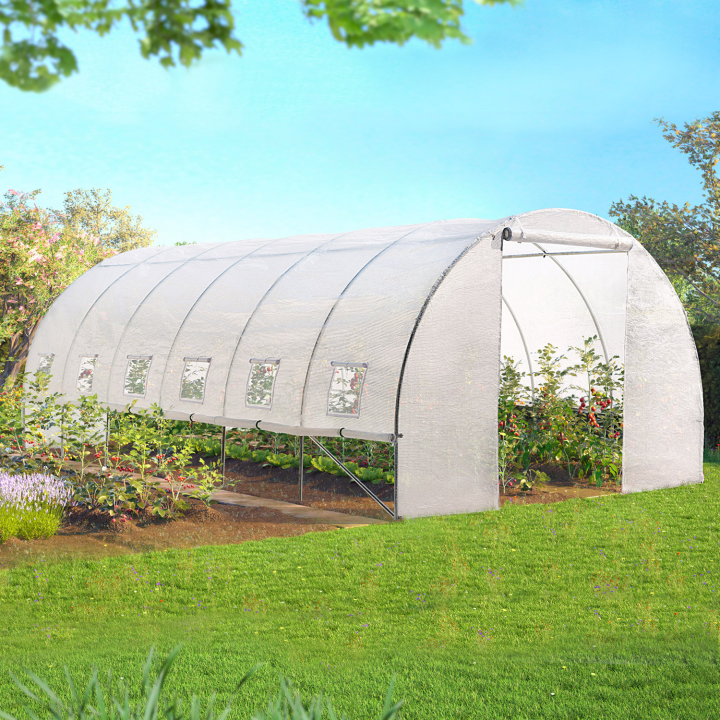 Serre tunnel de jardin 4 saisons 18m² blanche gamme maraîchère CRIMÉE 6x3M