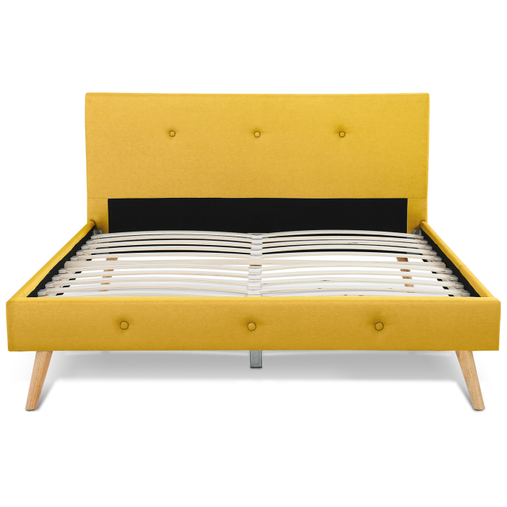 Cama escandinava 140x190 cm amarillo mostaza estilo nórdico - OSLO | ID Market