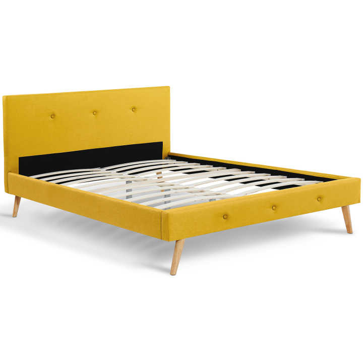 Cama escandinava 140x190 cm amarillo mostaza estilo nórdico - OSLO | ID Market