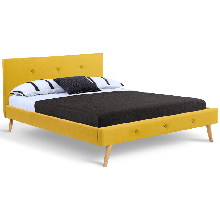 Cama escandinava 140x190 cm amarillo mostaza estilo nórdico - OSLO | ID Market