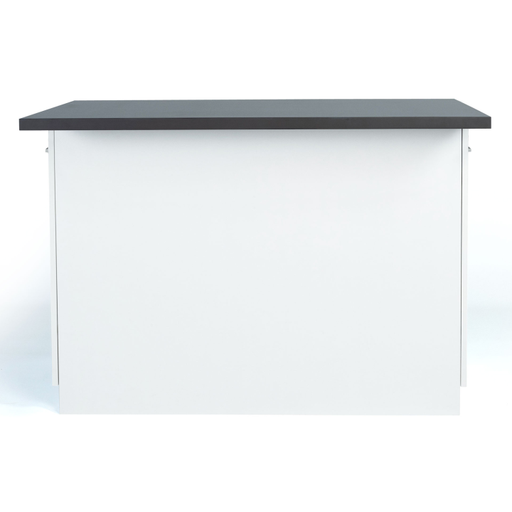 Ilot central IVO 120 cm blanc avec plan de travail gris anthracite