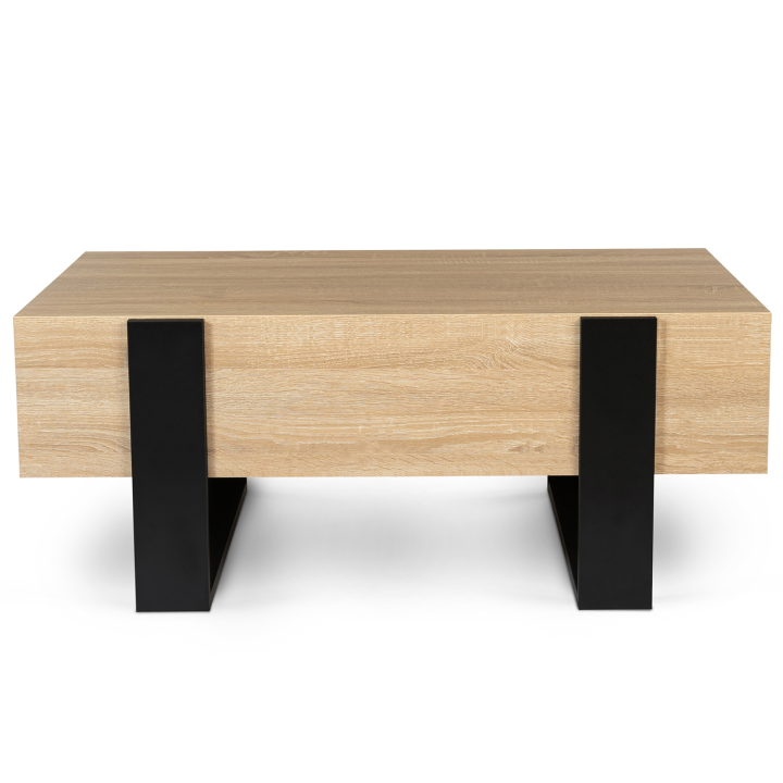 Table basse PHOENIX avec tiroirs 100 CM bois et noir