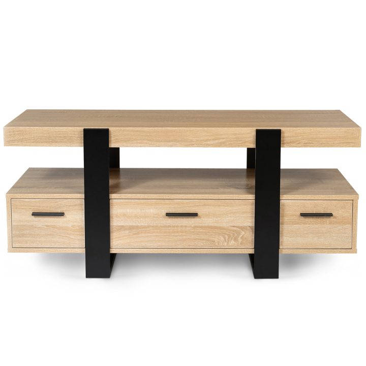 Meuble TV 116 cm PHOENIX avec tiroirs bois et noir