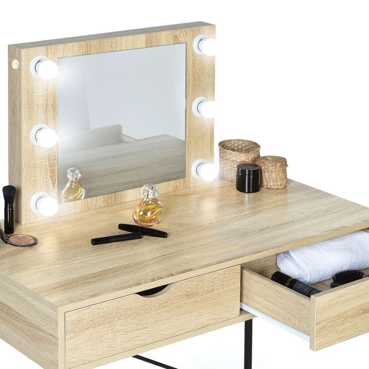 Coiffeuse LOUISA design industriel avec miroir LED