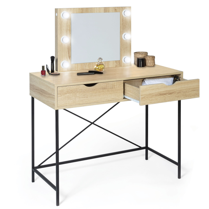 Coiffeuse LOUISA design industriel avec miroir LED