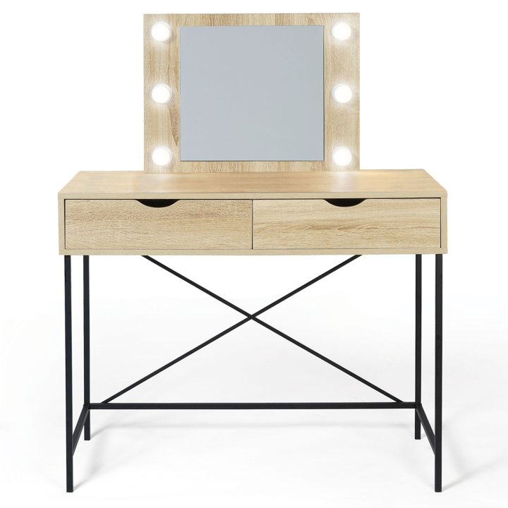 Coiffeuse LOUISA design industriel avec miroir LED