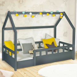 Cama cabina gris 80x160 cm barata para niños - NEREE | ID Market