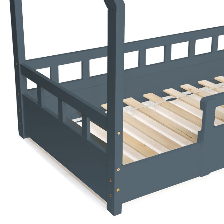 Cama cabina gris 80x160 cm barata para niños - NEREE | ID Market