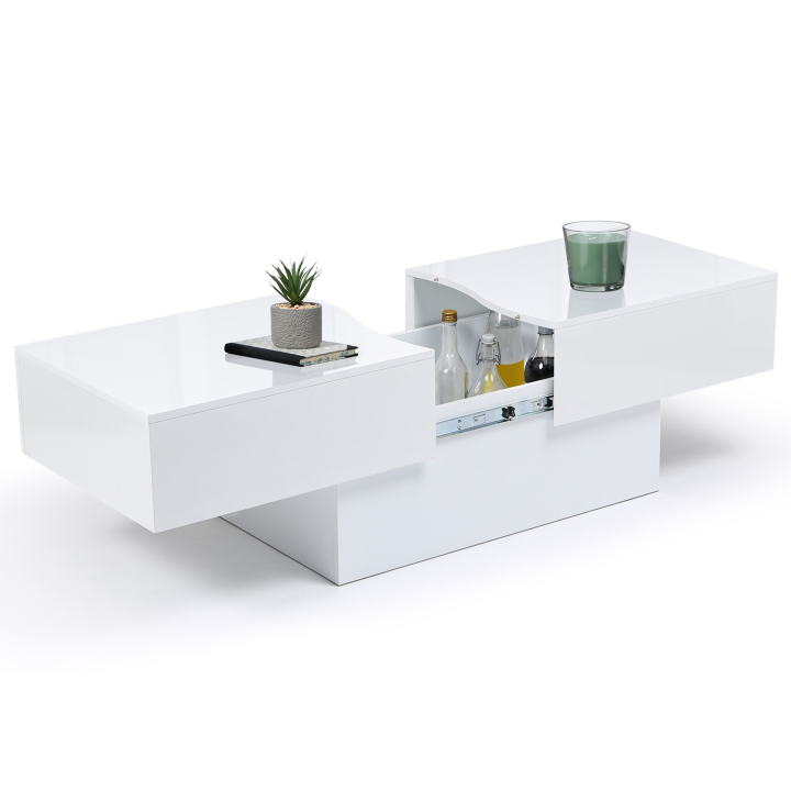 Table basse coulissante MARTA bois blanc