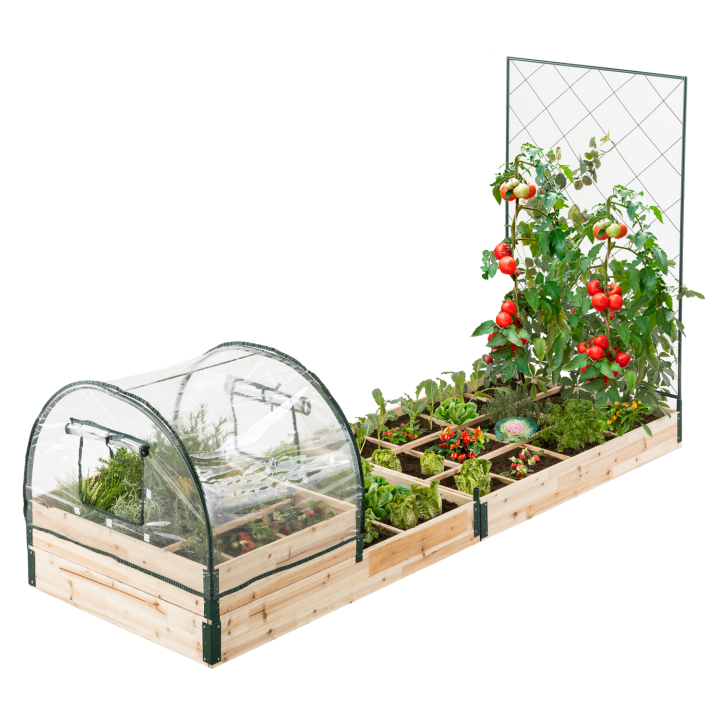 Kit complet carrés potagers modulables 3 bacs + treillis + housse