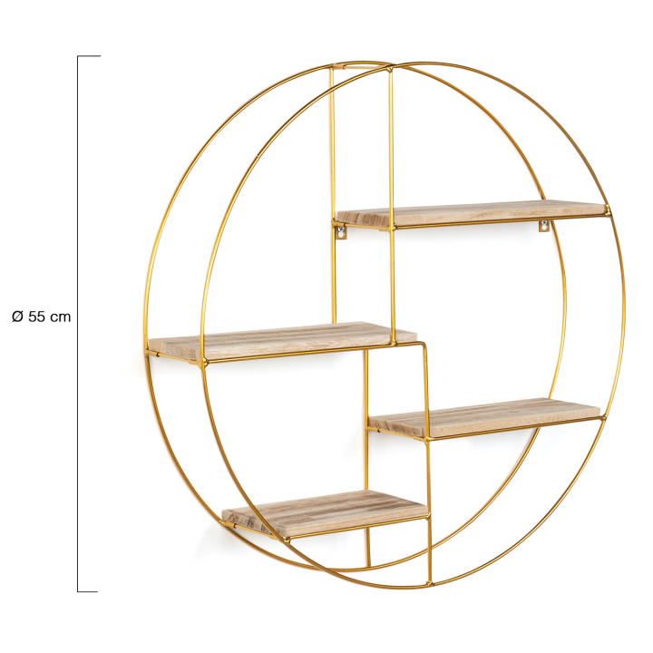 Estantería de pared redonda dorada - LILY | ID Market