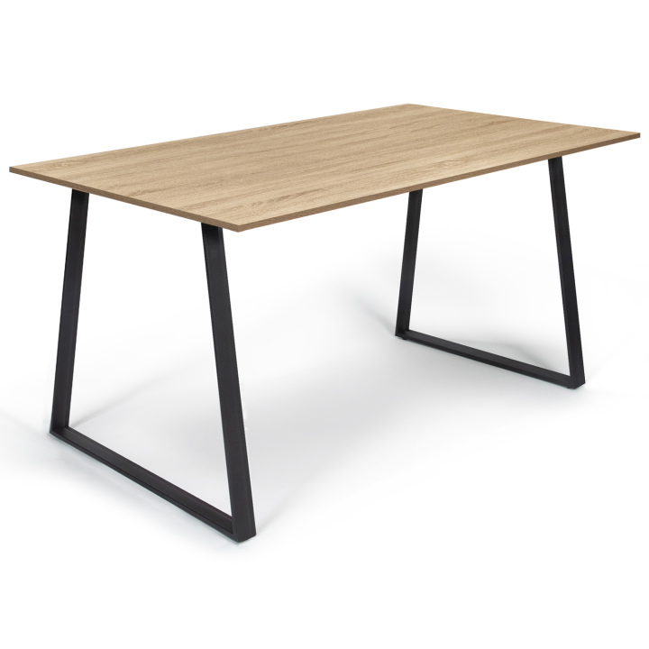 Mesa de comedor industrial barata de madera y metal negro | ID Market