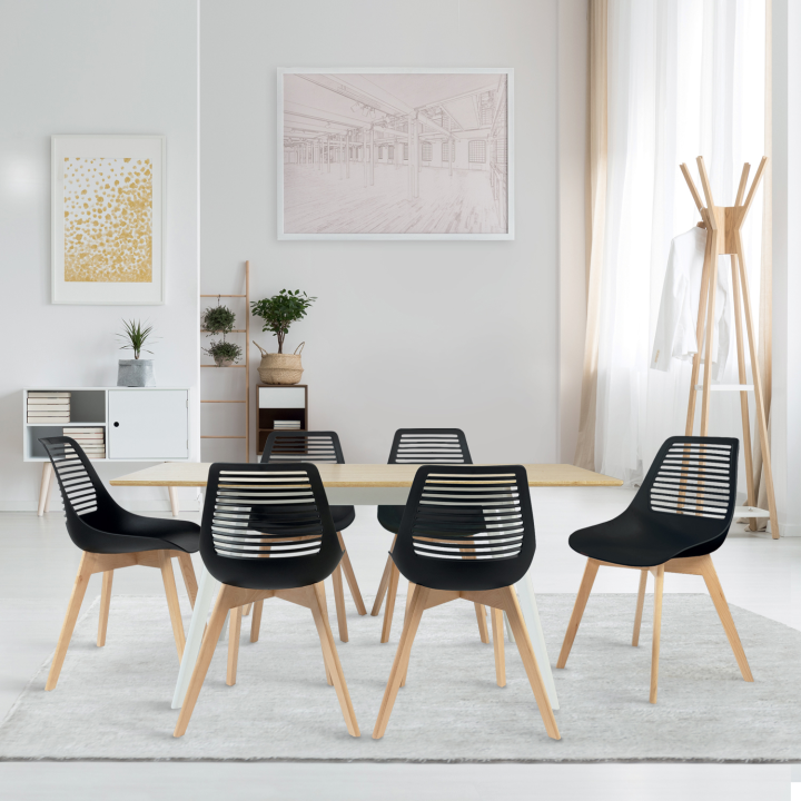 Lot de 6 chaises BONNIE noires pour salle à manger