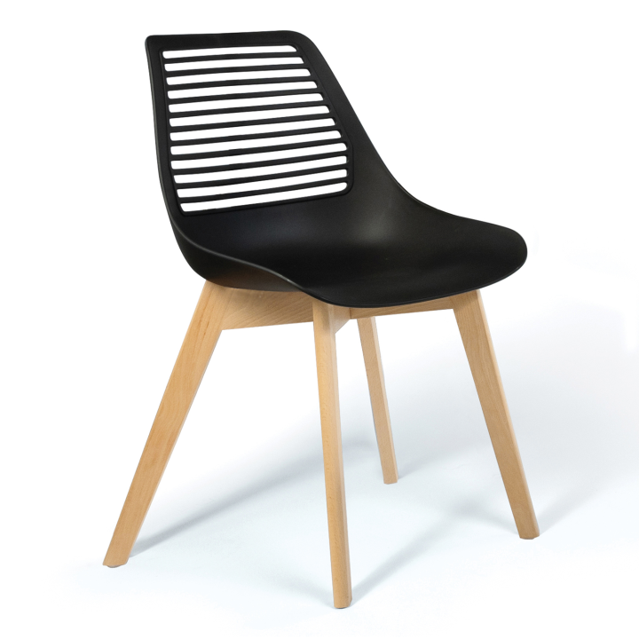 Lot de 6 chaises BONNIE noires pour salle à manger