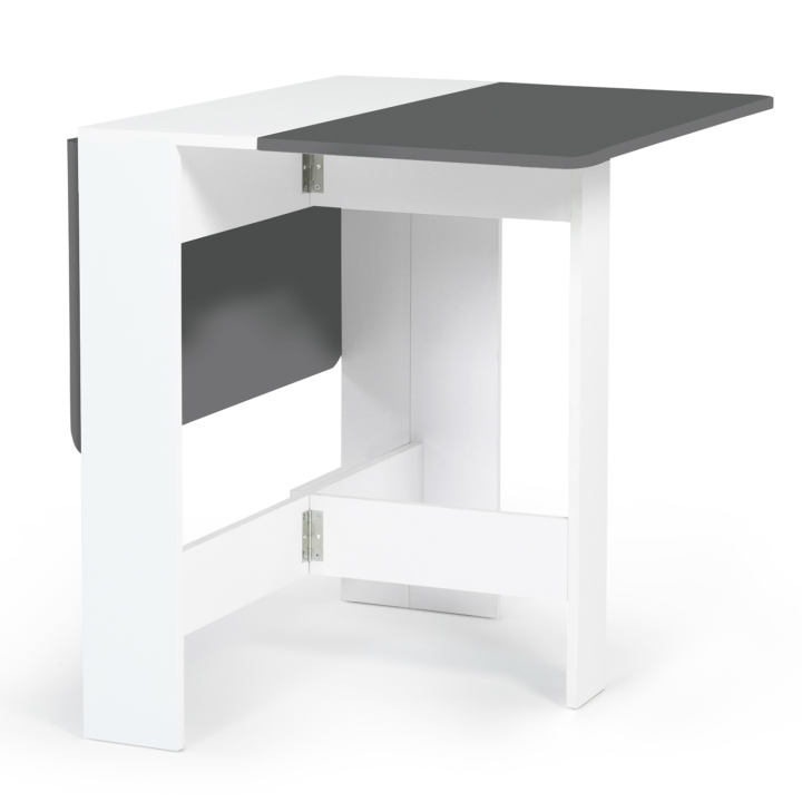 Table console pliable EDI 2-4 personnes bois blanc plateau gris 103 x 76 cm