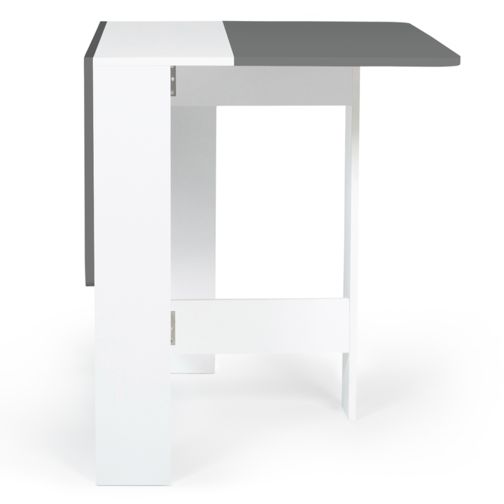 Table console pliable EDI 2-4 personnes bois blanc plateau gris 103 x 76 cm