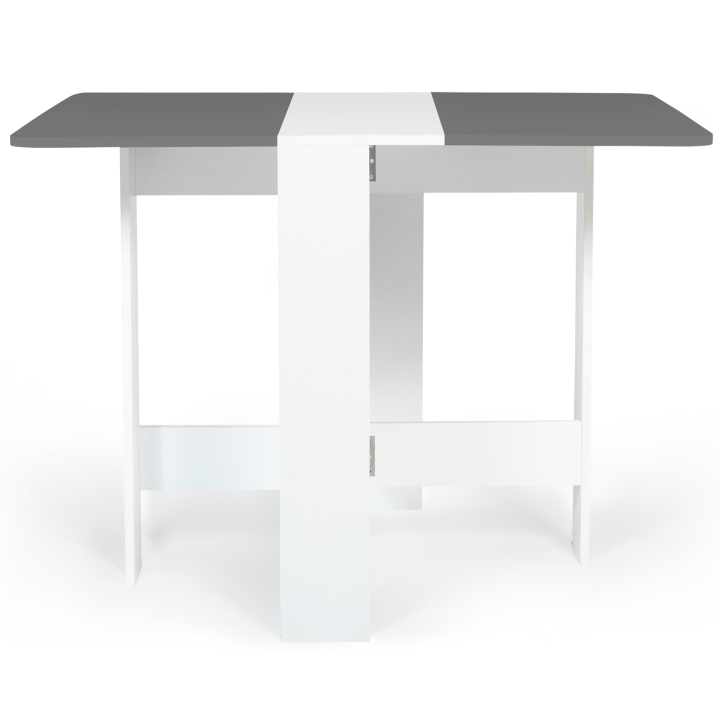 Table console pliable EDI 2-4 personnes bois blanc plateau gris 103 x 76 cm