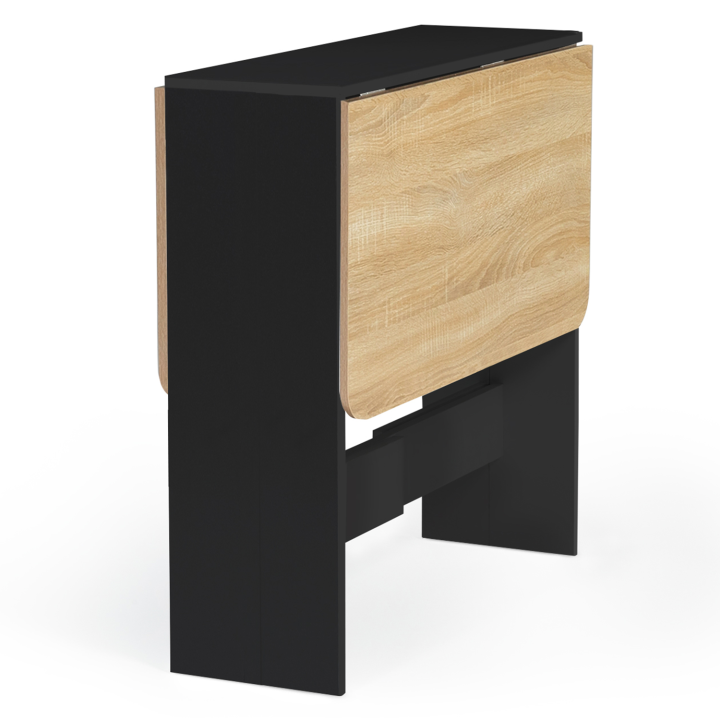 Mesa plegable de madera barata en negro con tablero de aspecto haya - EDI | ID Market