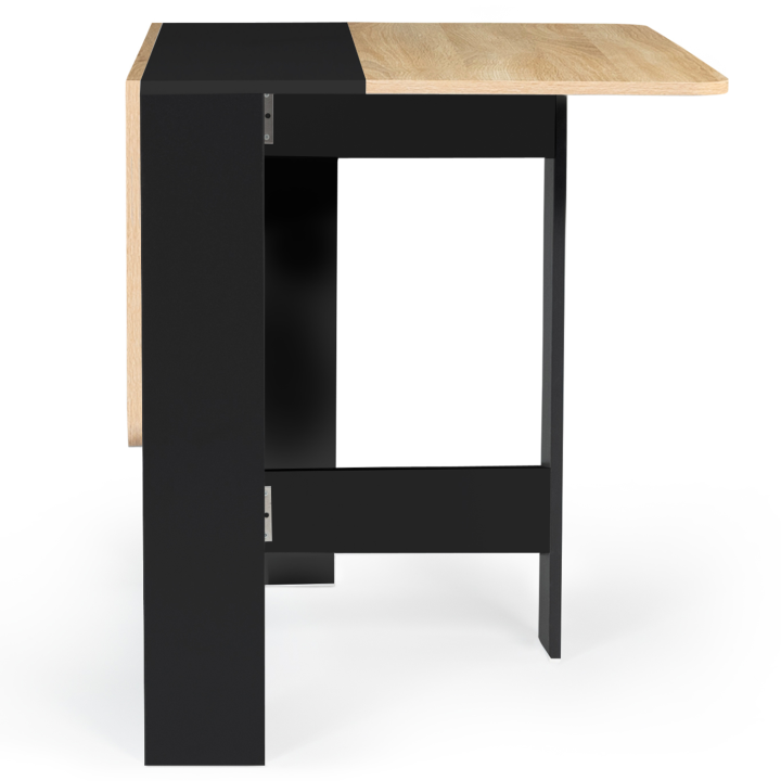 Mesa plegable de madera barata en negro con tablero de aspecto haya - EDI | ID Market