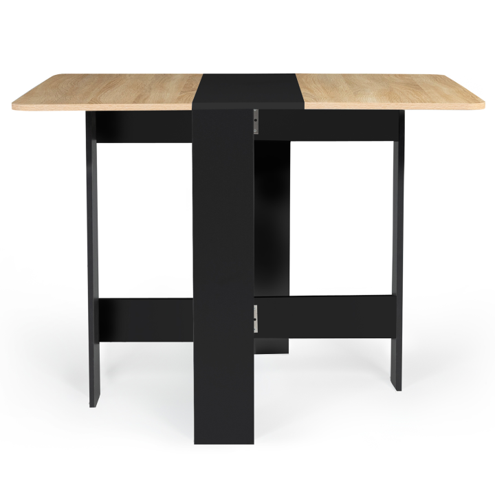 Mesa plegable de madera barata en negro con tablero de aspecto haya - EDI | ID Market