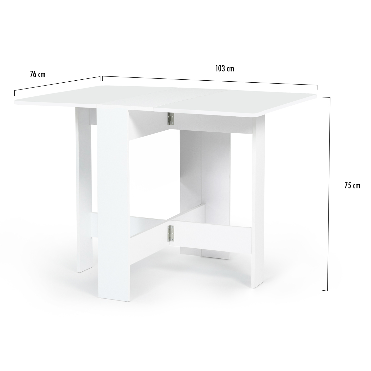 IDMarket - Table Console Pliable EDI 2-6 Personnes avec rangements Bois  Blanc Plateau façon hêtre 150 x 80 cm