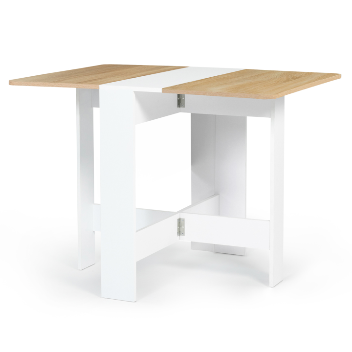 Mesa de madera plegable blanca barata con tablero de aspecto haya - EDI | ID Market