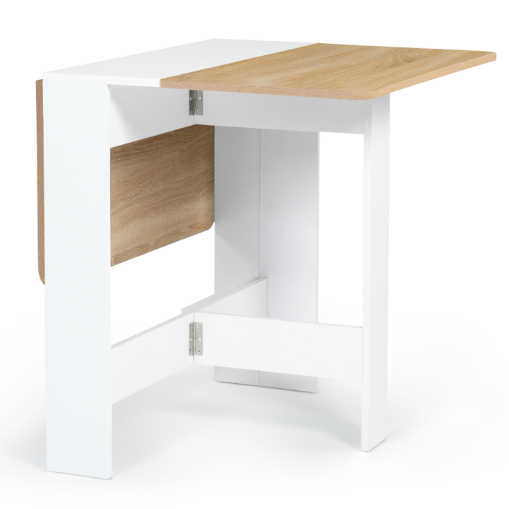 Mesa de madera plegable blanca barata con tablero de aspecto haya - EDI | ID Market