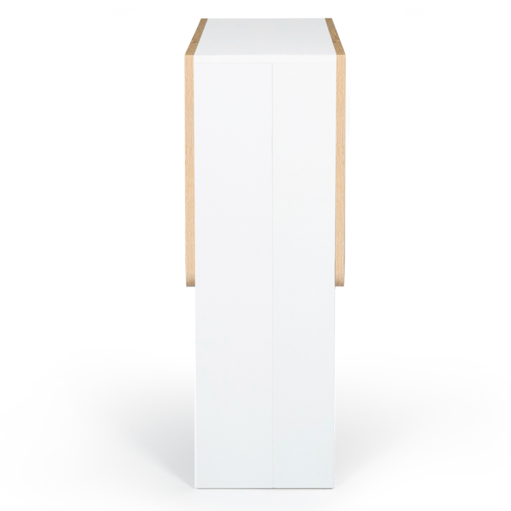 Table console pliable EDI 2-4 personnes bois blanc plateau façon hêtre 103 x 76 cm