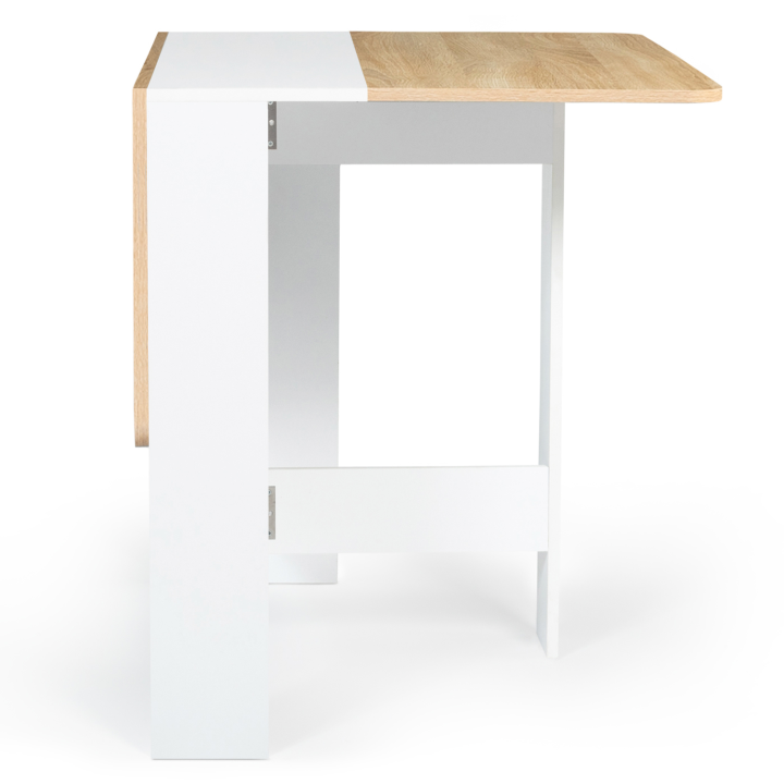 Table console pliable EDI 2-4 personnes bois blanc plateau façon hêtre 103 x 76 cm