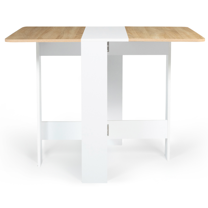 Mesa de madera plegable blanca barata con tablero de aspecto haya - EDI | ID Market