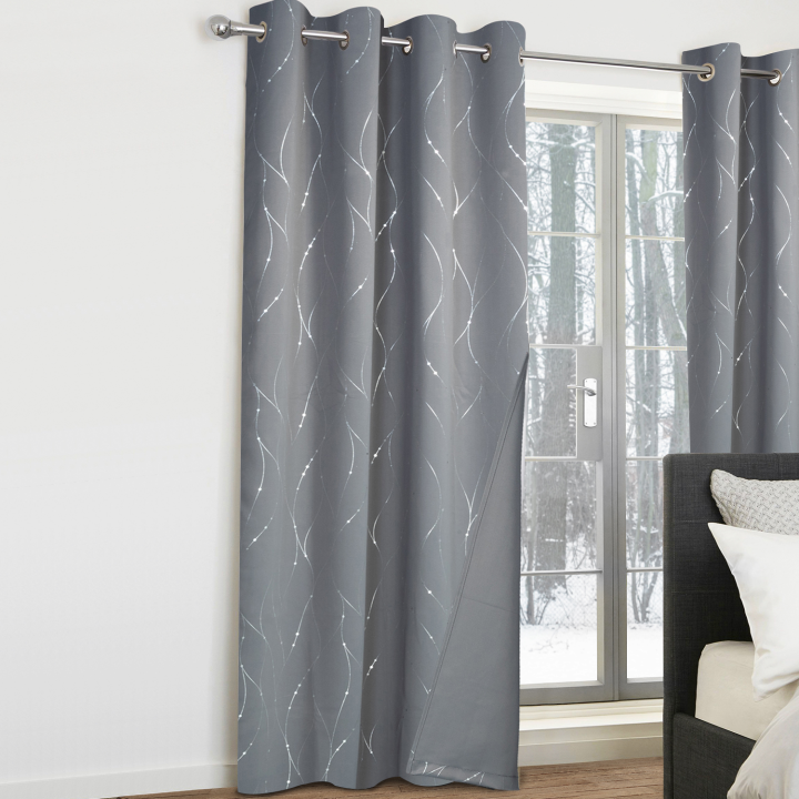 Cortinas térmicas estampadas gris marengo 140x240 cm - Juego de 2 | ID Market