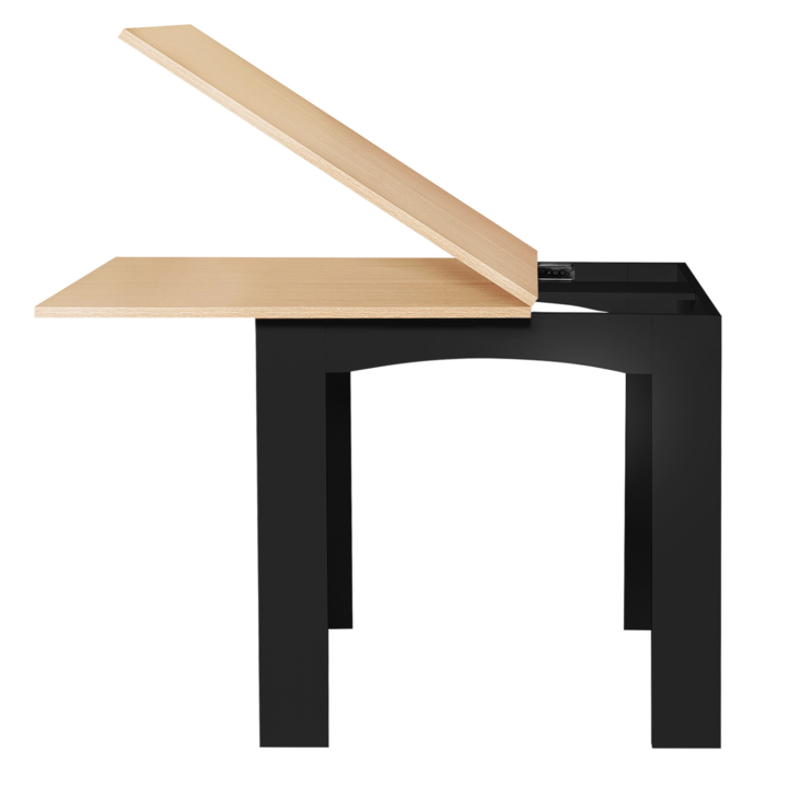 Mesa de comedor extensible para 6 a 8 personas en negro y imitación de haya | ID Market