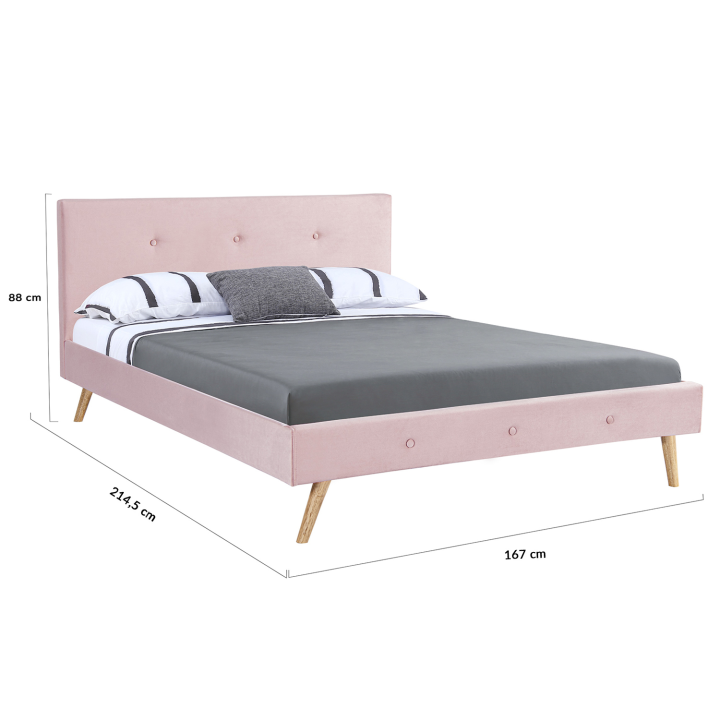 Cama escandinava 140x190 cm rosa estilo nórdico - OSLO | ID Market