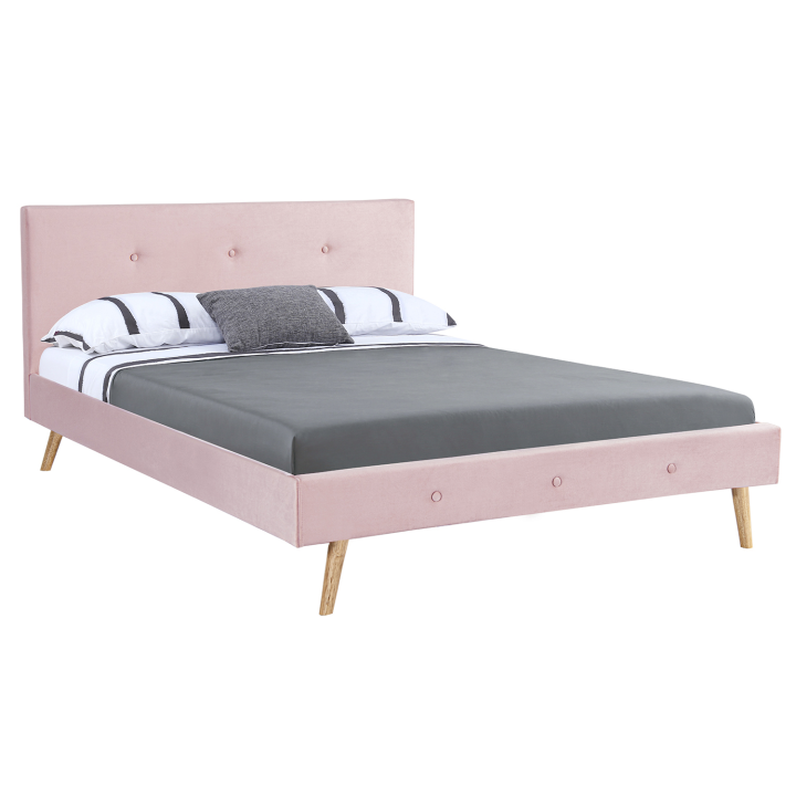 Cama escandinava 140x190 cm rosa estilo nórdico - OSLO | ID Market