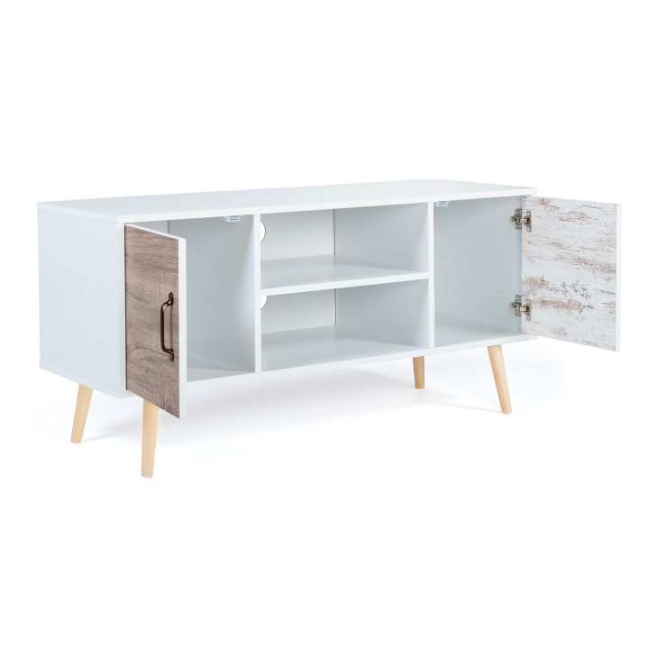 Meuble TV 113 cm scandinave BAHIA 2 portes