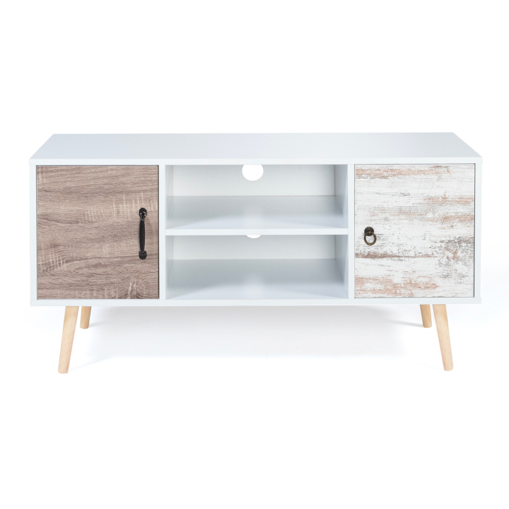 Meuble TV 113 cm scandinave BAHIA 2 portes