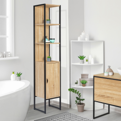 Columna de baño industrial de madera y metal negro - DETROIT | ID Market