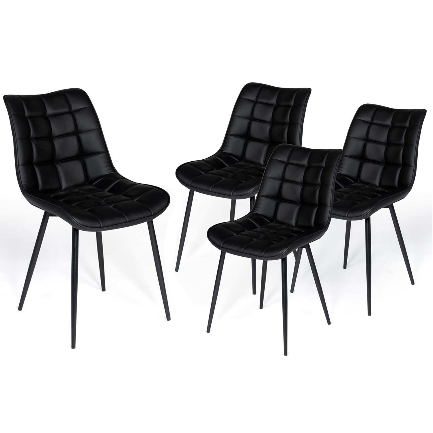 Lot de 4 chaises MAELYS noires pied métal pour salle à manger