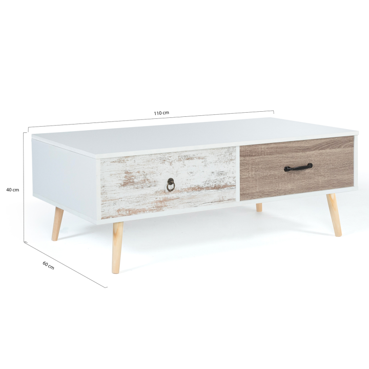 Table basse plateau relevable scandinave BAHIA 